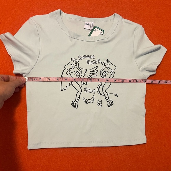 Retro blue Sweet baby girl print organic cotton baby tee NWT - Picture 9 of 10